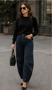 Elegant monochrome outfit featuring wide-leg trousers